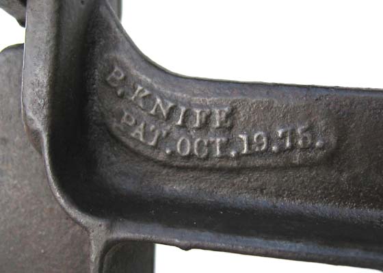 Image of B. Knife Pat. Oct, 19. 75 on Advance Lathe Parer