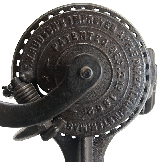 Embossing on F. W. Hudson's Improved Apple Parer