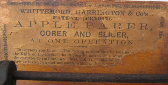 Whittemore, Harrington & Co Apple Parer Paper Label
