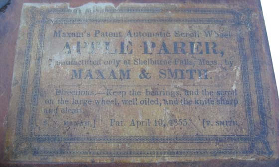 Image of Maxam's Patent Automatic Scroll Wheel Apple Parer Paper Label