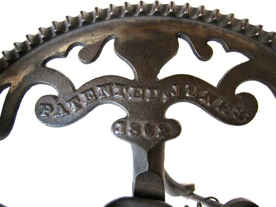 Image of Patent Date on White's Arc Apple Parer